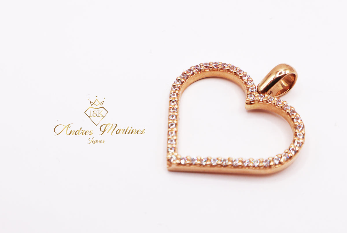 DIJE CORAZON MOISSANITAS ORO ROSA 18K