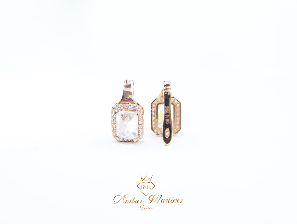 ARRACADAS ITALY BLANCAS ORO ROSA 18K