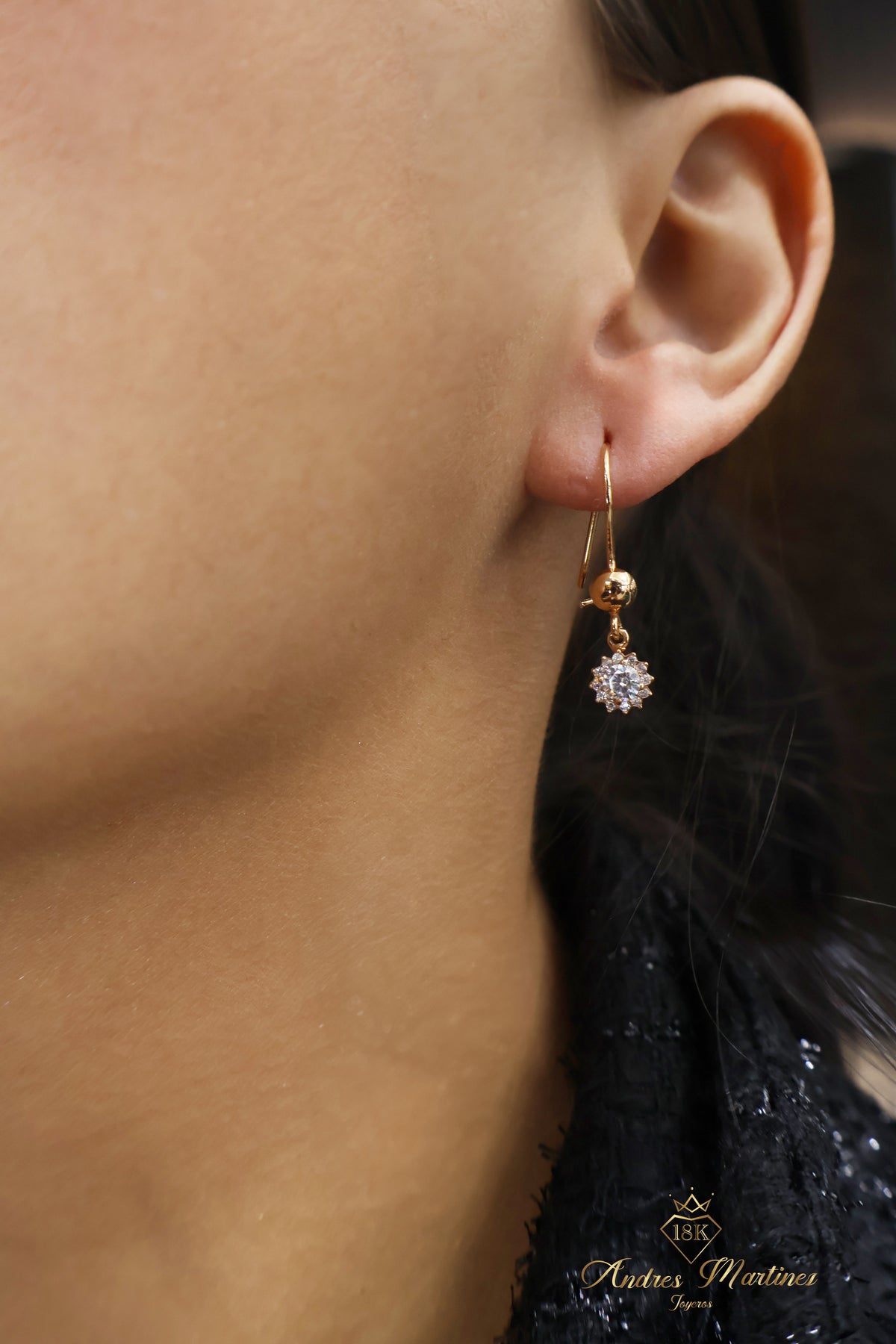 ARRACADAS ITALY FLOR ORO ROSA 18K