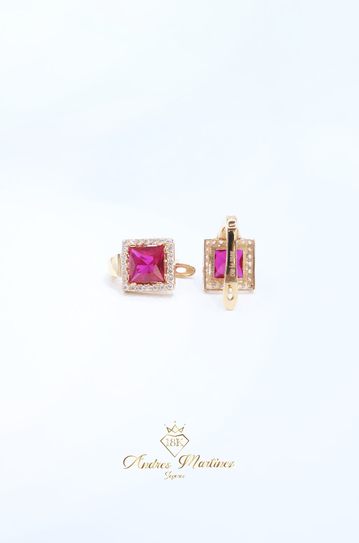 ARRACADAS ITALY ROJAS ORO ROSA 18K