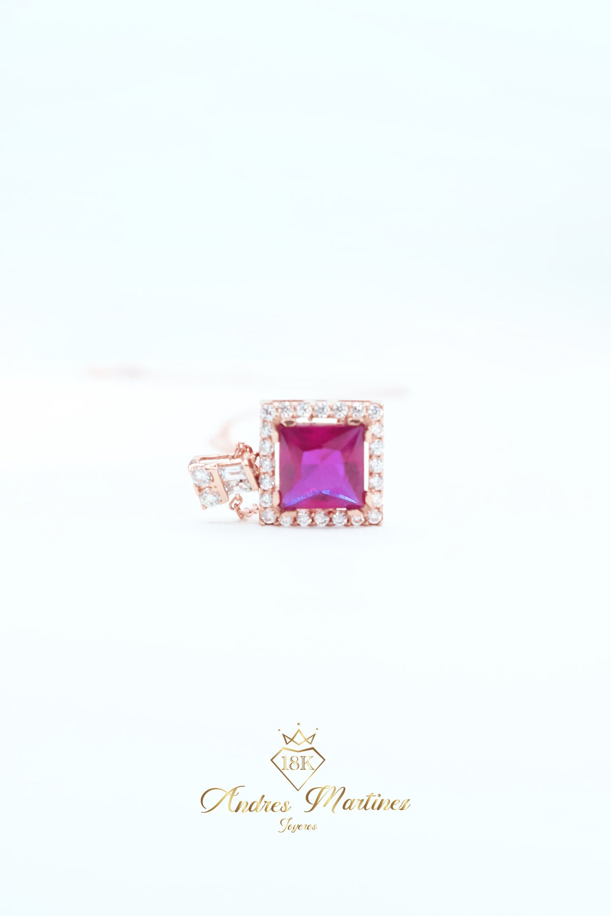 CADENA Y DIJE ITALY RED ORO ROSA 18K