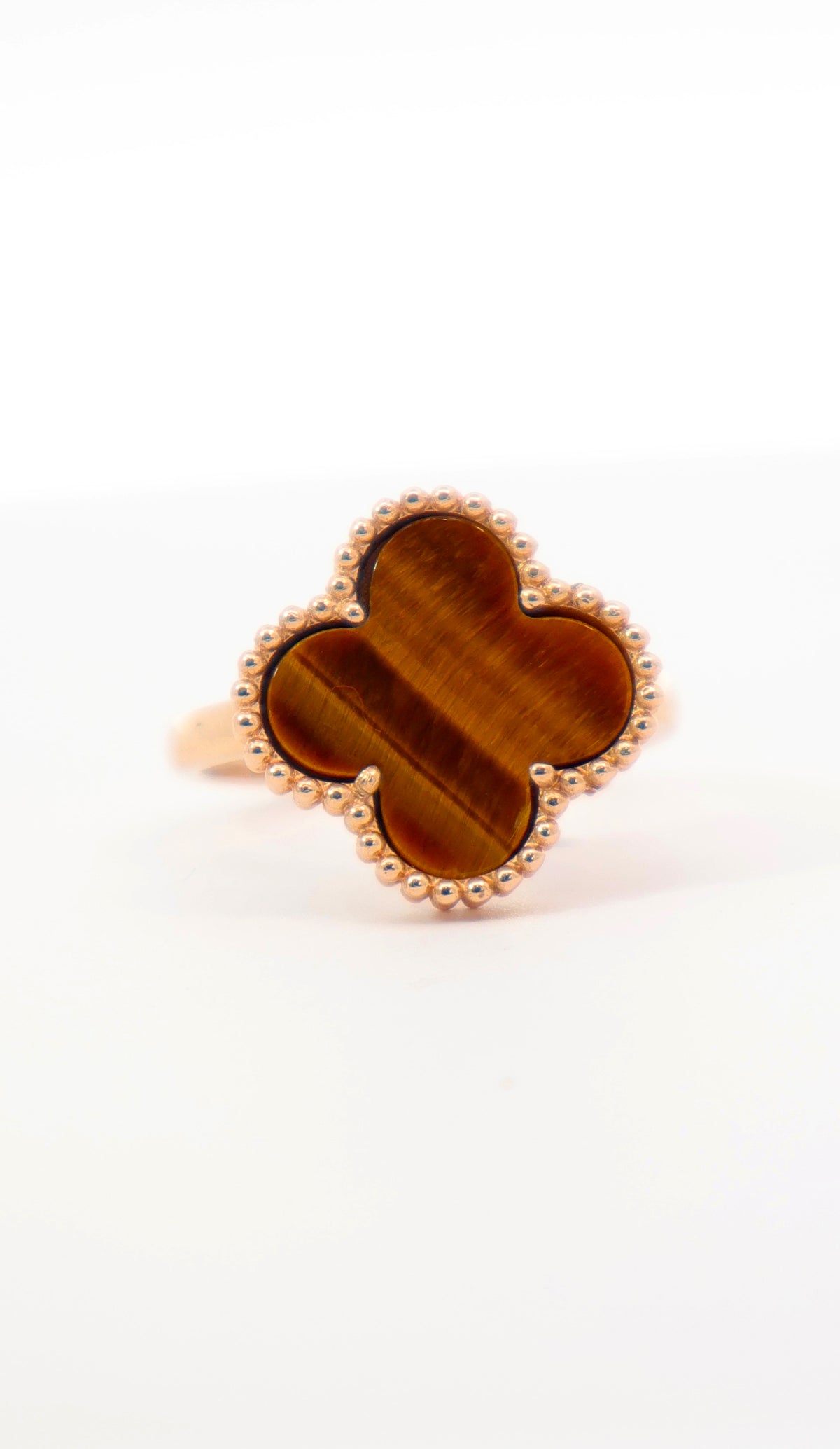 ANILLO LUCKY OJO DE TIGRE ORO ROSA 18K