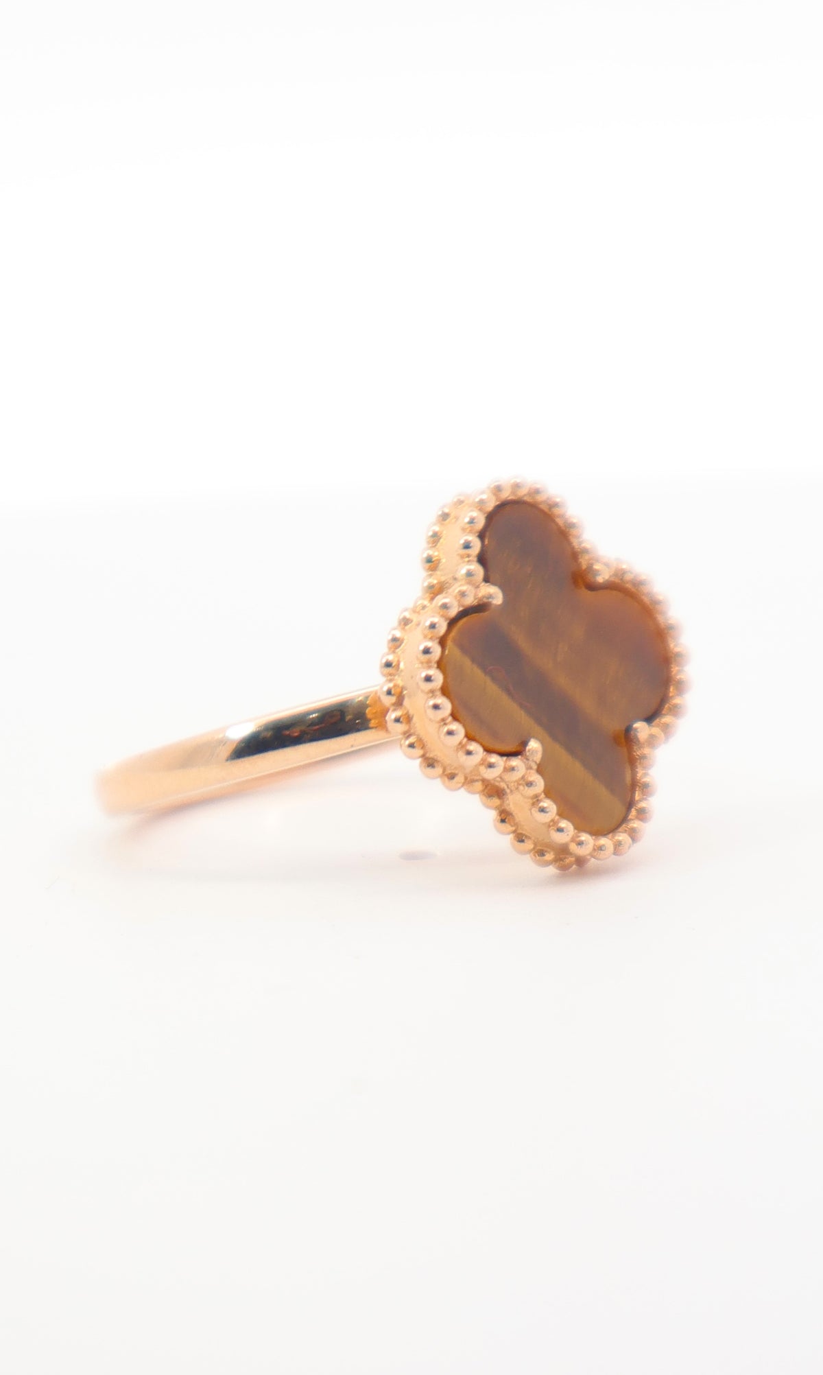 ANILLO LUCKY OJO DE TIGRE ORO ROSA 18K