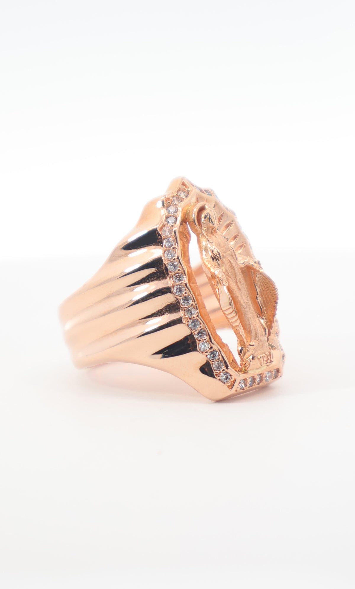 ANILLO HOMBRE VIRGEN DE GUADALUPE ORO ROSA 18K