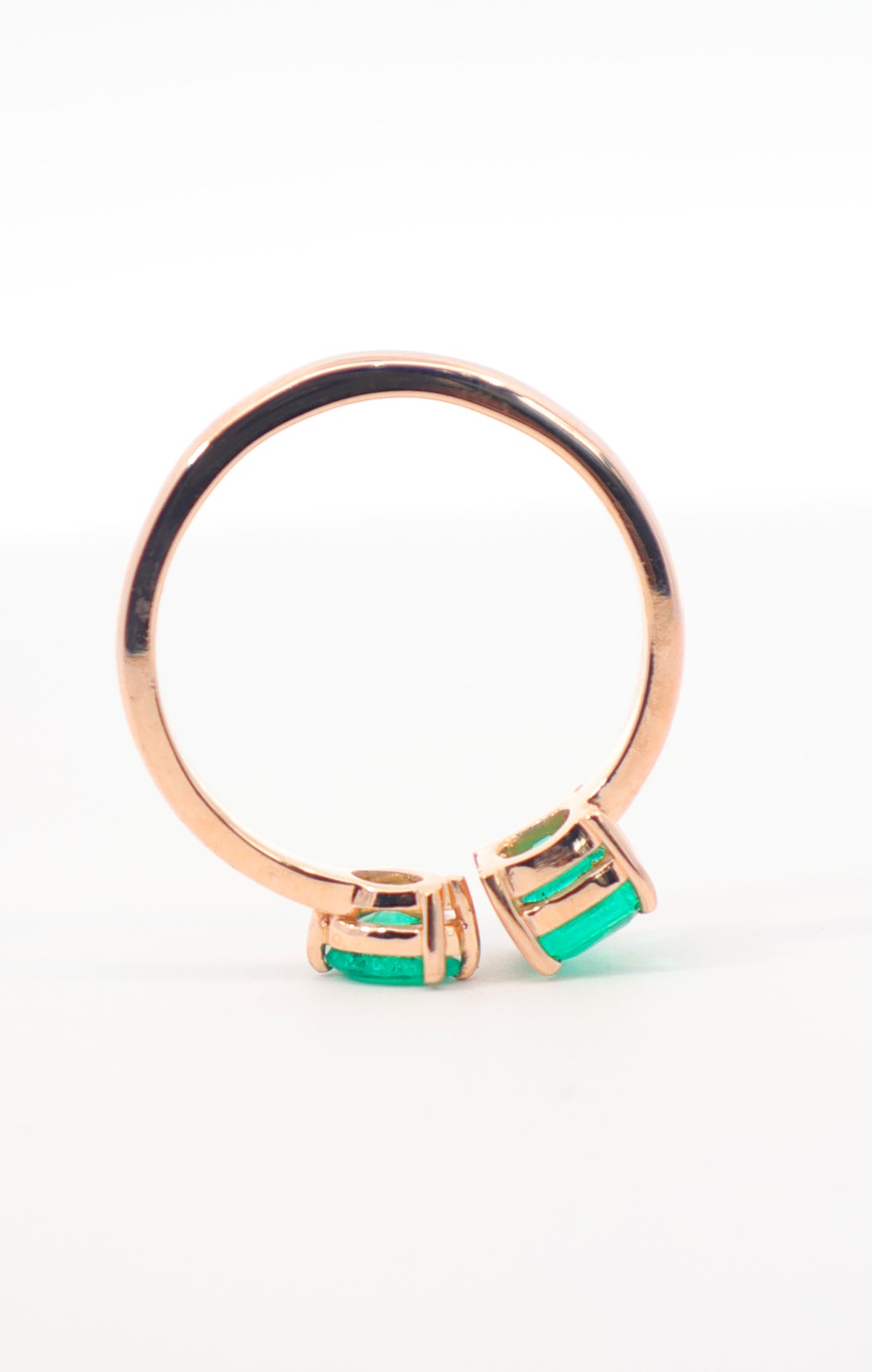 ANILLO ORO ROSA 18K TU Y YO ESMERALDAS NATURALES