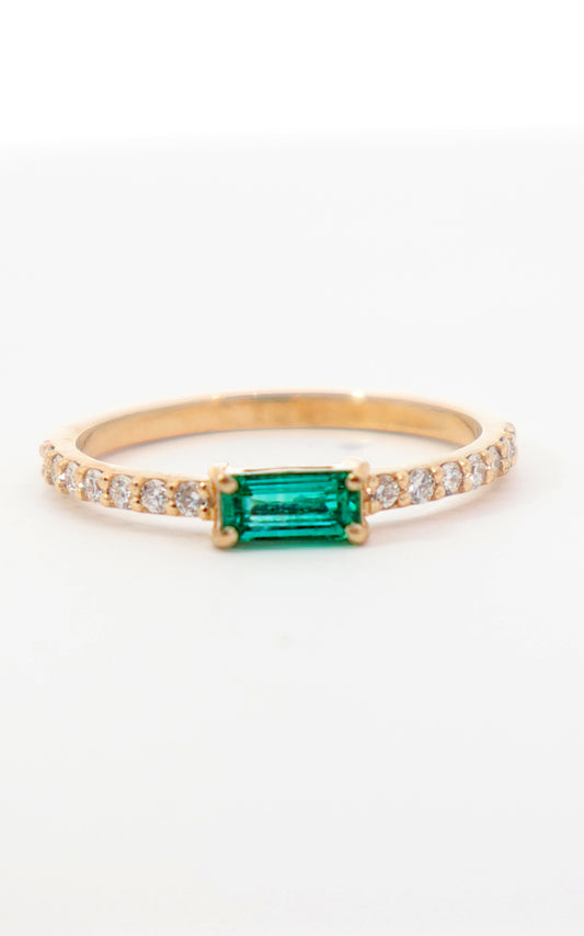 ANILLO ESMERALDA Y DIAMANTES 18K ORO AMARILLO IDEAL
