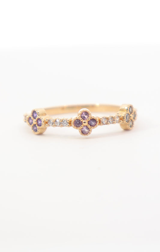 ANILLO ORO AMARILLO 18K 3 TREBOL COLOR