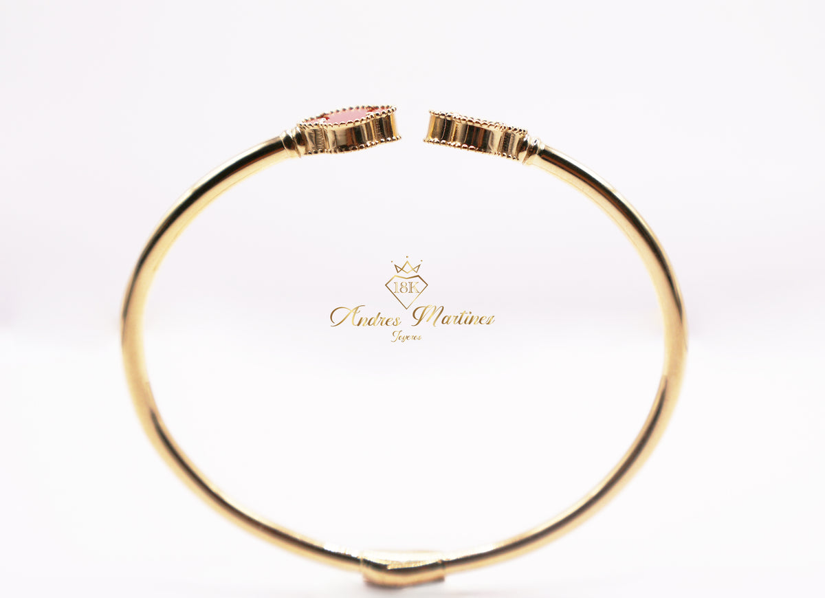 BRAZALETE LUCKY CLOVER PUNTAS MALAQUITA ORO AMARILLO 18K