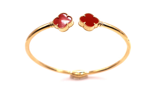BRAZALETE LUCKY CLOVER PUNTAS MALAQUITA ORO AMARILLO 18K