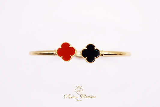 BRAZALETE ONIX CORNALINA PUNTAS ORO AMARILLO 18K