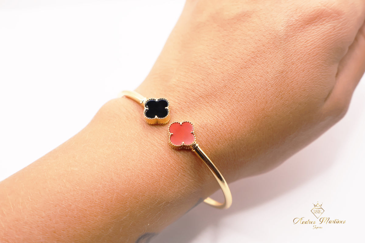 BRAZALETE ONIX CORNALINA PUNTAS ORO AMARILLO 18K