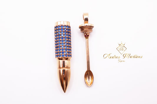 DIJE DIFERENTE AZUL ORO ROSA 18K