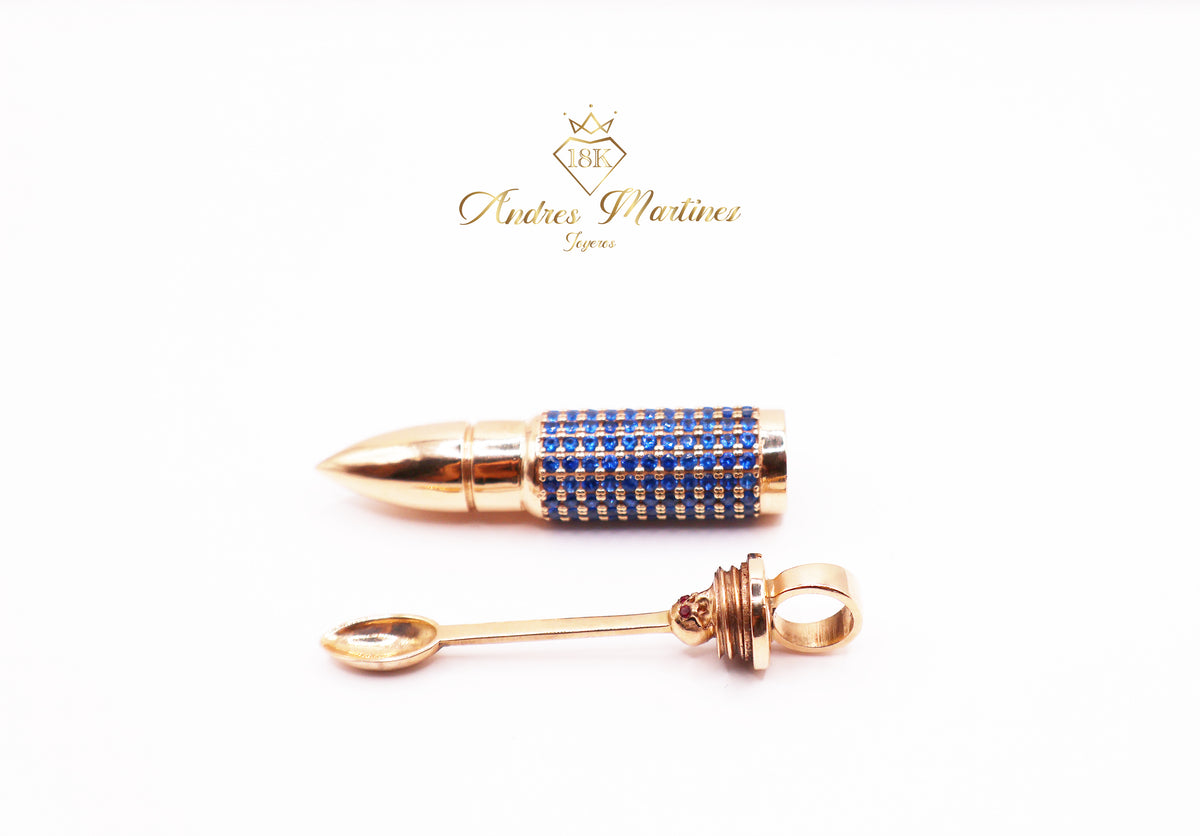 DIJE DIFERENTE AZUL ORO ROSA 18K