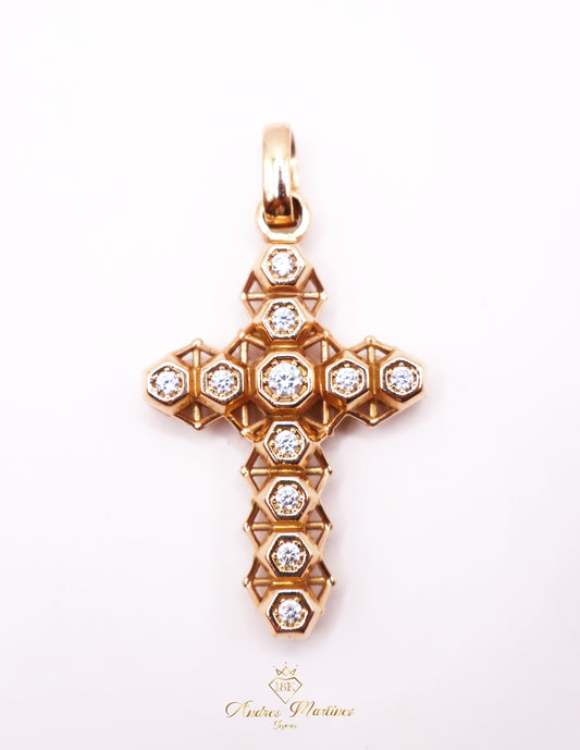 DIJE CRUZ 3D ORO ROSA 18K