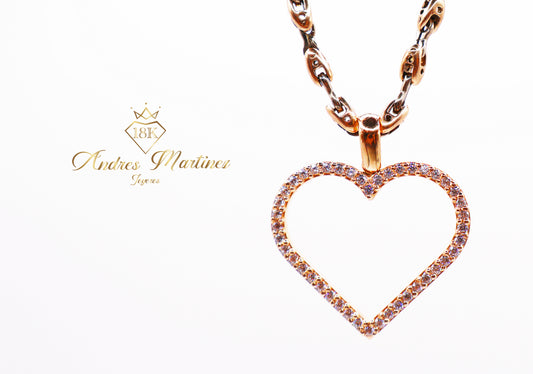 DIJE CORAZON MOISSANITAS ORO ROSA 18K