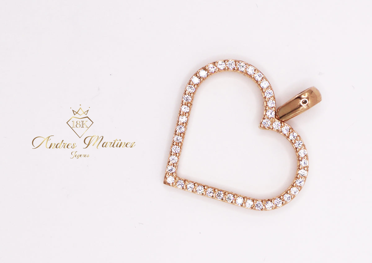 DIJE CORAZON MOISSANITAS ORO ROSA 18K