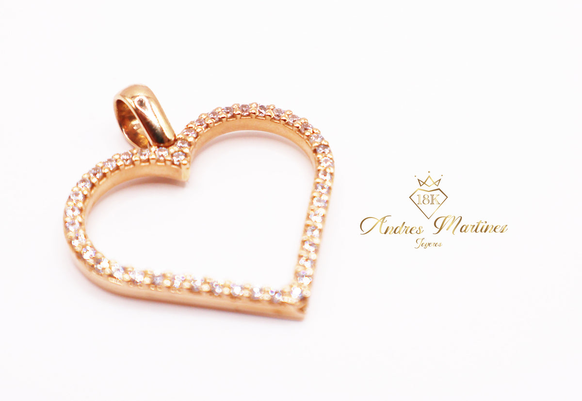 DIJE CORAZON MOISSANITAS ORO ROSA 18K