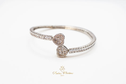 BRAZALETES CORAZONES ORO BLANCO 18K