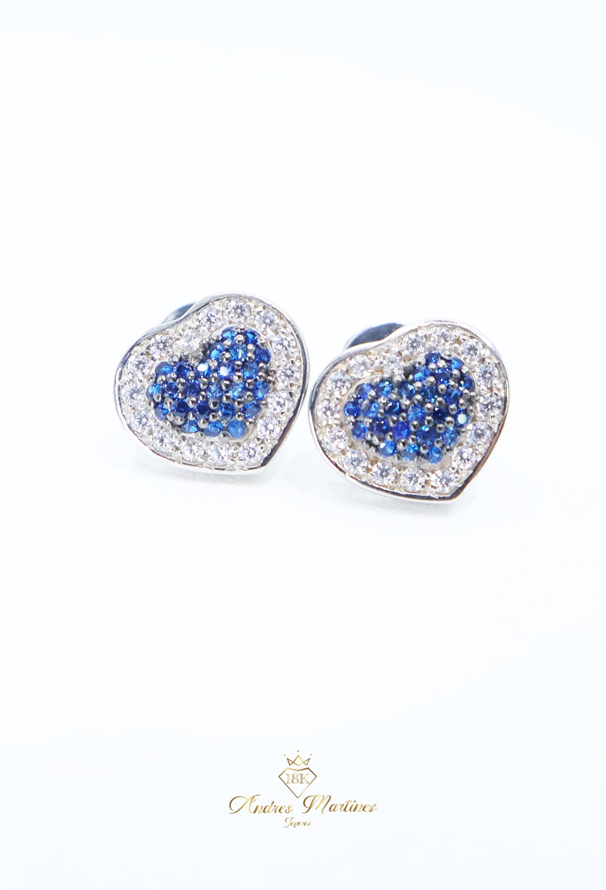 ARETES CORA BLUE ORO BLANCO 18K