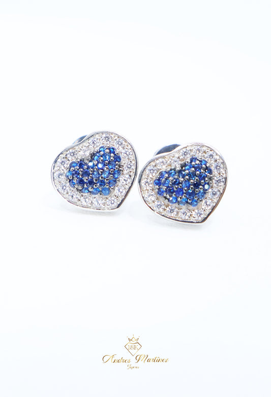 ARETES CORA BLUE ORO BLANCO 18K