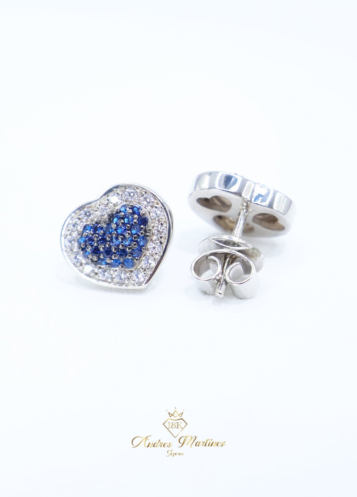 ARETES CORA BLUE ORO BLANCO 18K