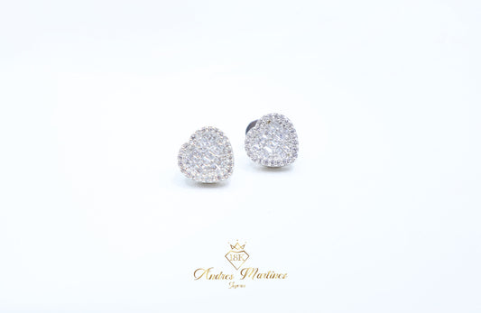 ARETES CORAZÓN ORO BLANCO