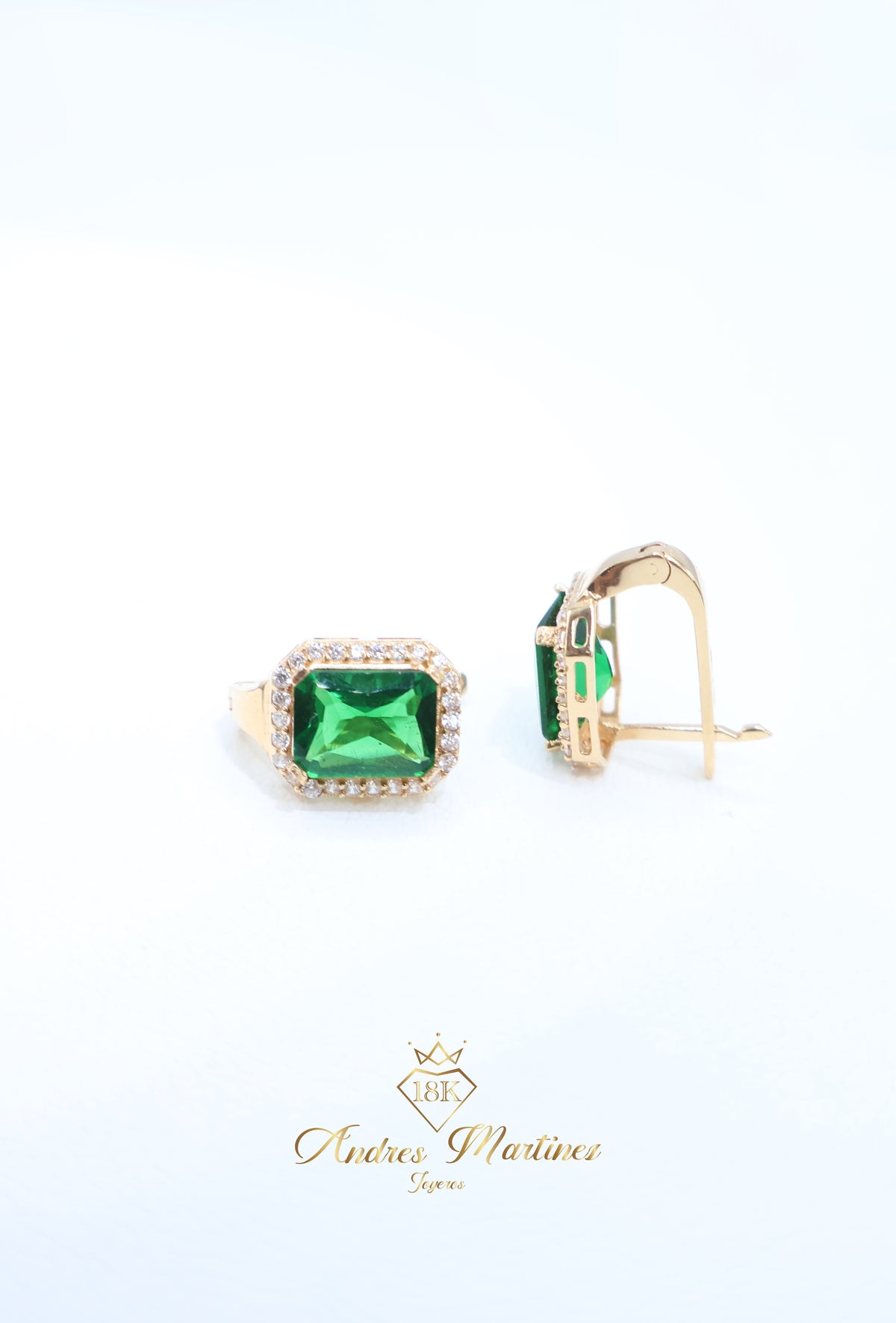 ARRACADAS ITALY ZC VERDE ORO ROSA 18K