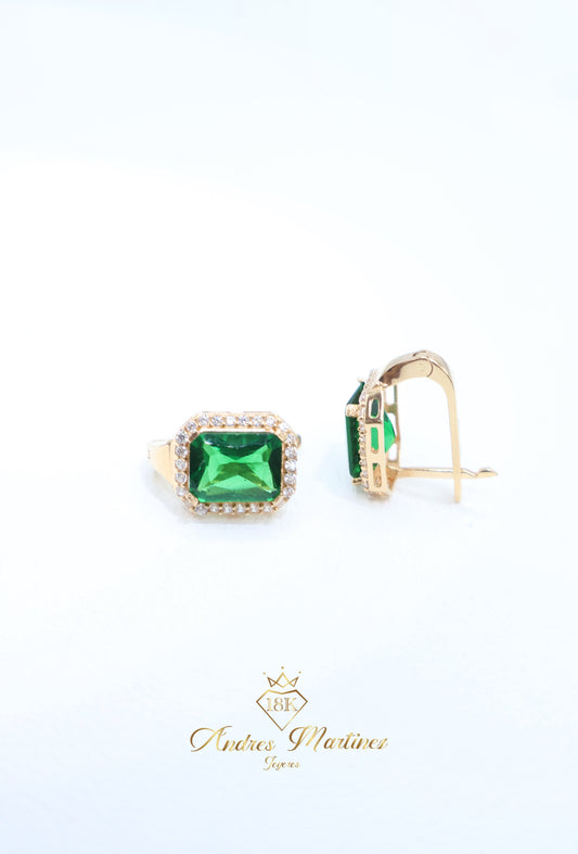 ARRACADAS ITALY ZC VERDE ORO ROSA 18K