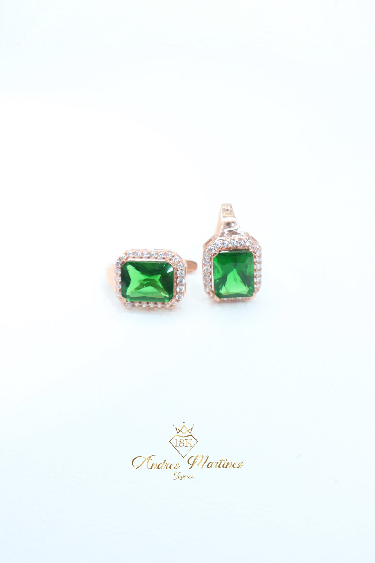 ARRACADAS ITALY ZC VERDE ORO ROSA 18K