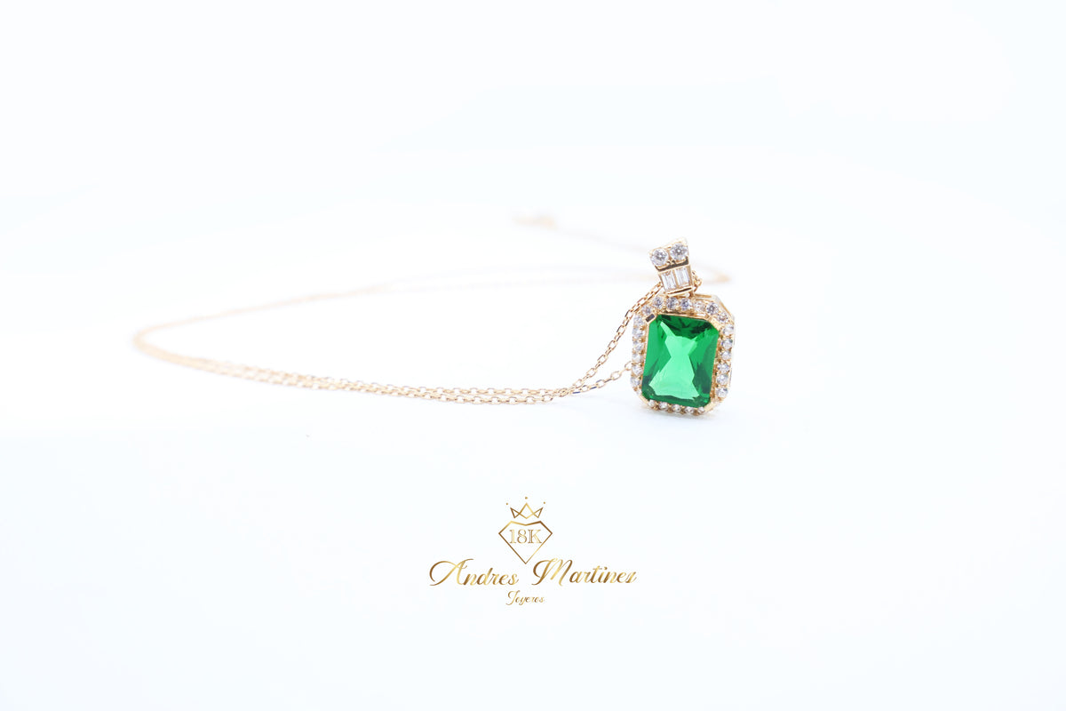 CADENA CON DIJE ORO ROSA ZC VERDE