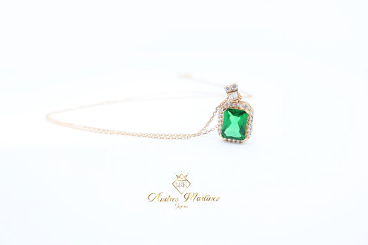 CADENA CON DIJE ORO ROSA ZC VERDE