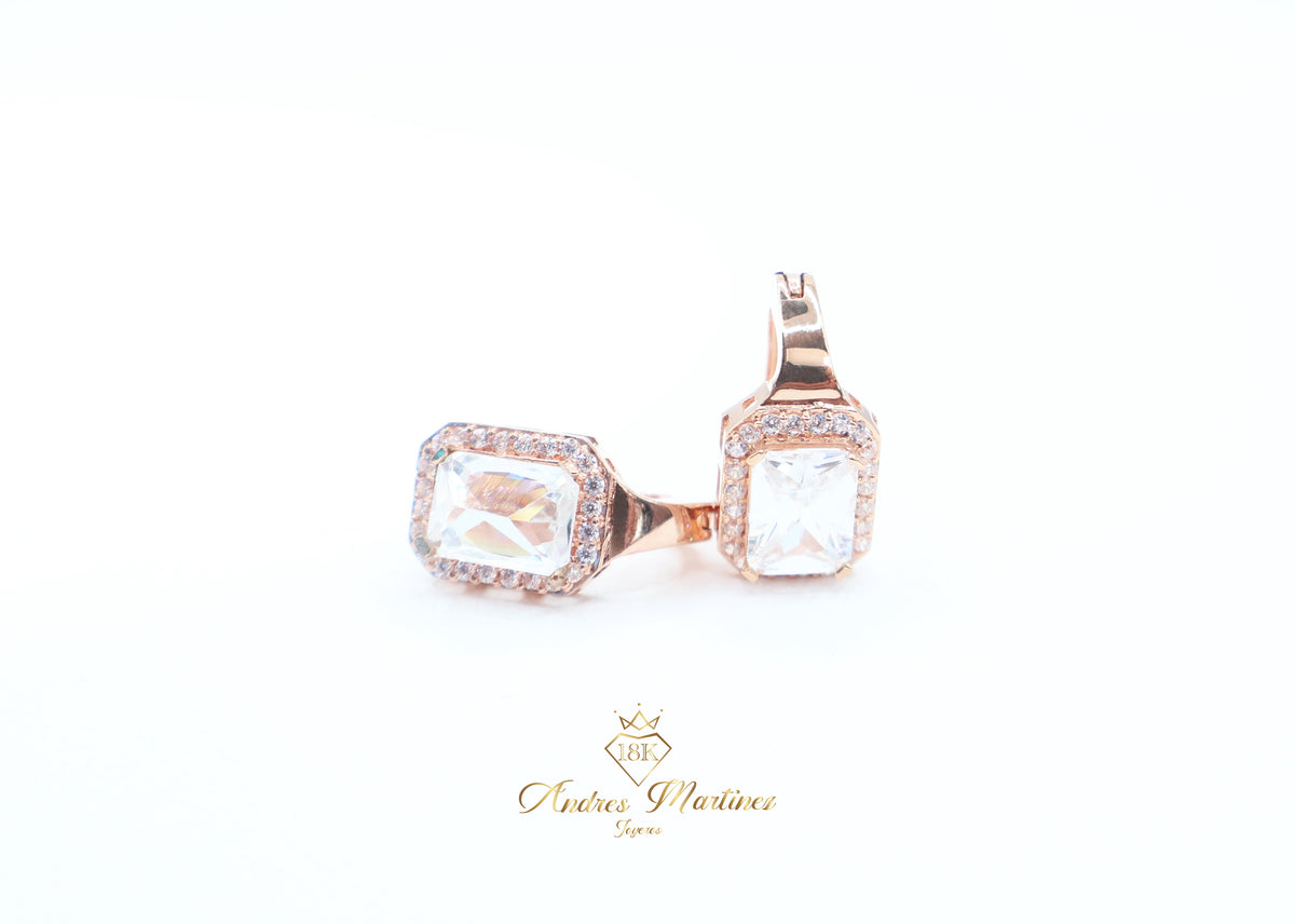 ARRACADAS ITALY BLANCAS ORO ROSA 18K