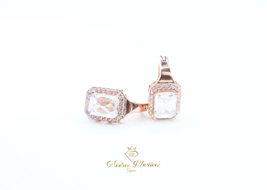 ARRACADAS ITALY BLANCAS ORO ROSA 18K