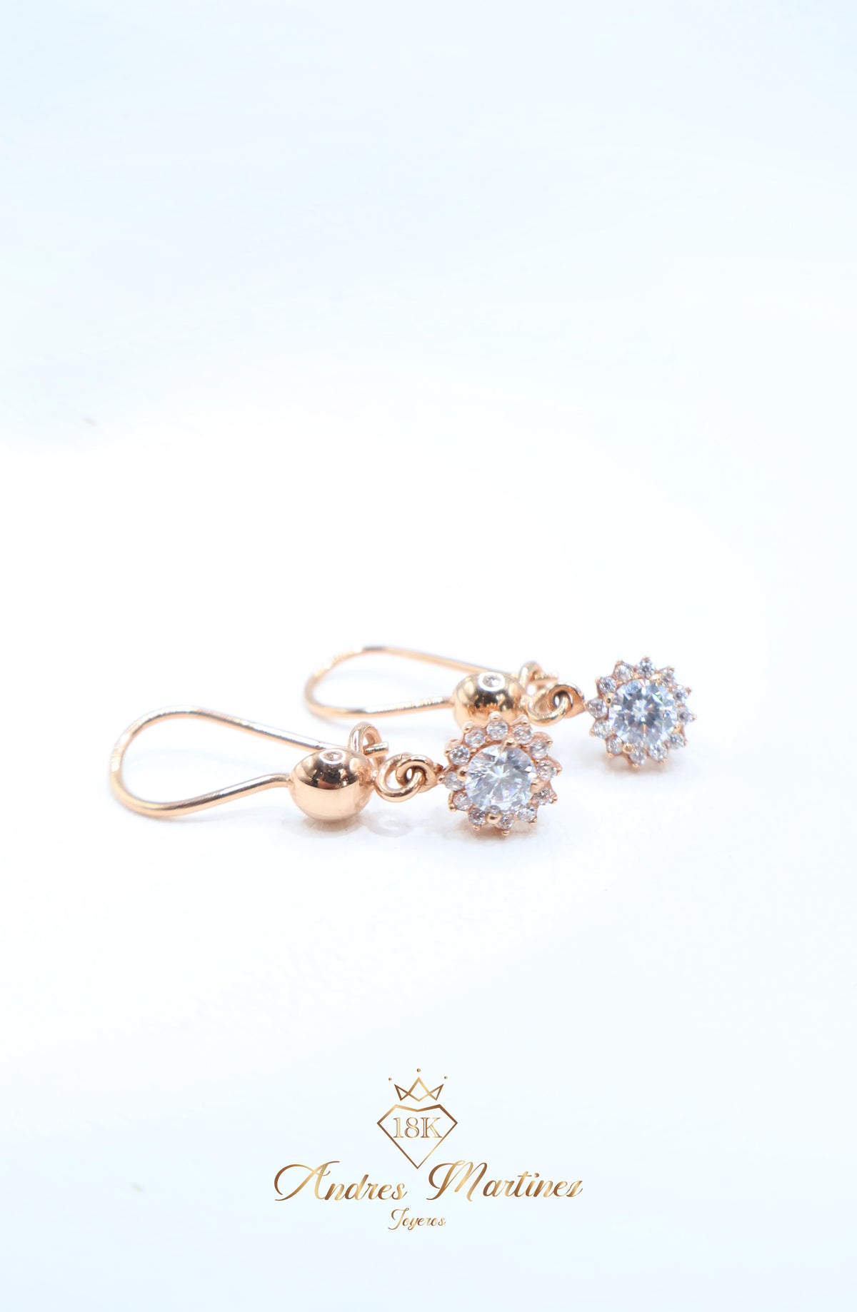 ARRACADAS ITALY FLOR ORO ROSA 18K