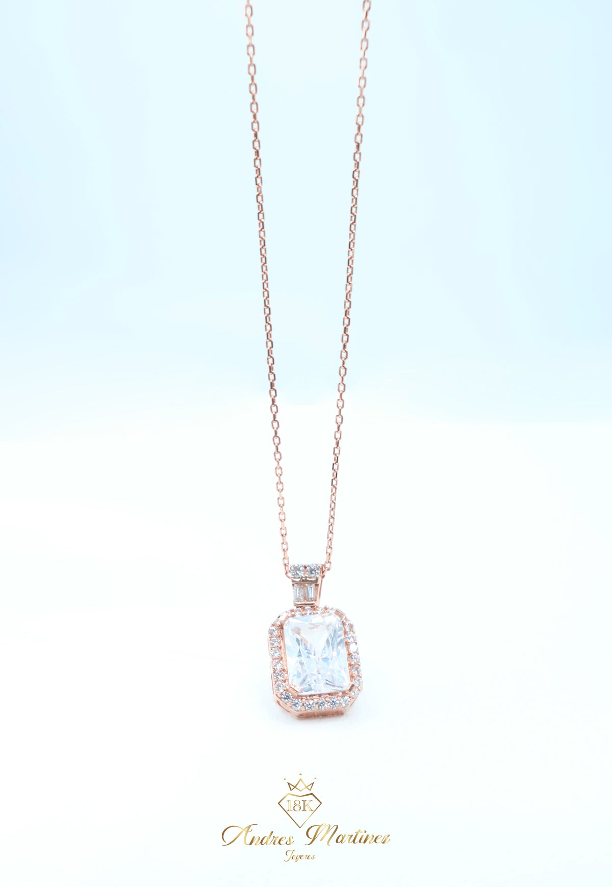 CADENA ITALY ZC BLANCA ORO ROSA 18K 45CM