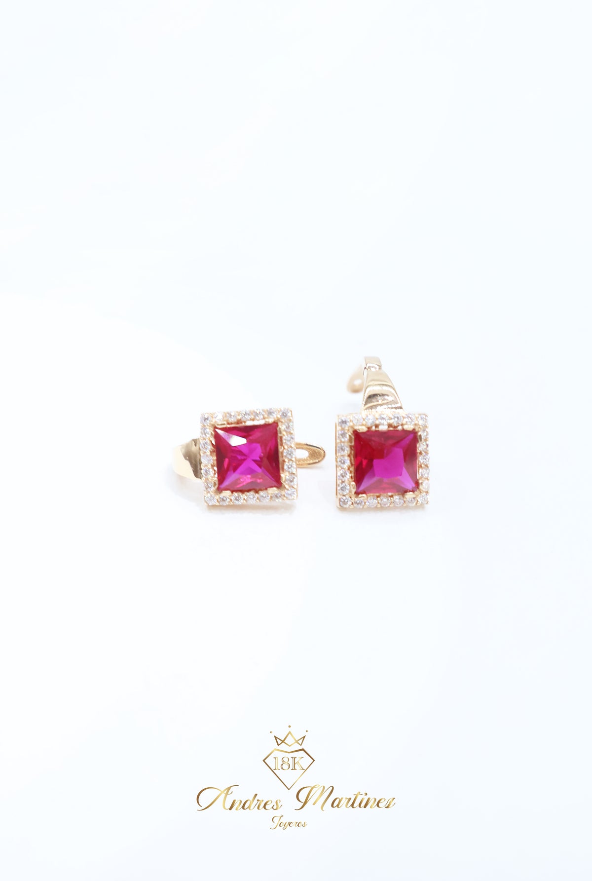 ARRACADAS ITALY ROJAS ORO ROSA 18K
