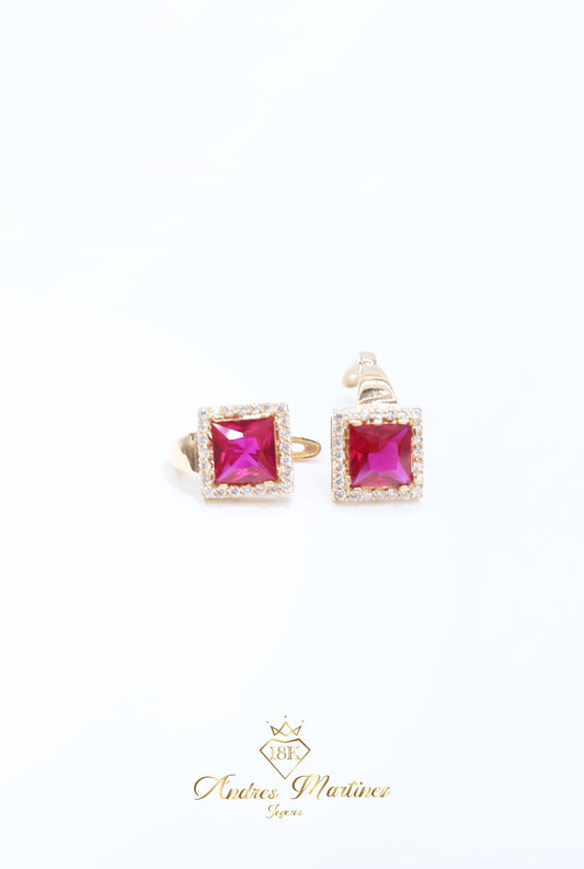 ARRACADAS ITALY ROJAS ORO ROSA 18K