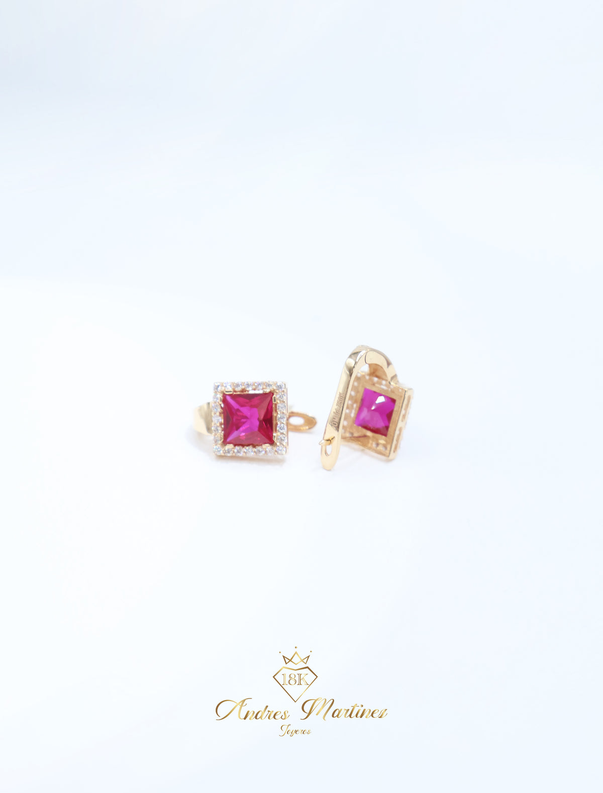ARRACADAS ITALY ROJAS ORO ROSA 18K