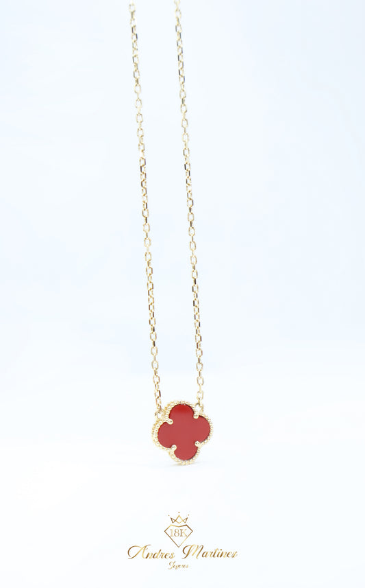 CADENA Y DIJE LUCKY CLOVER ORO AMARILLO 18K