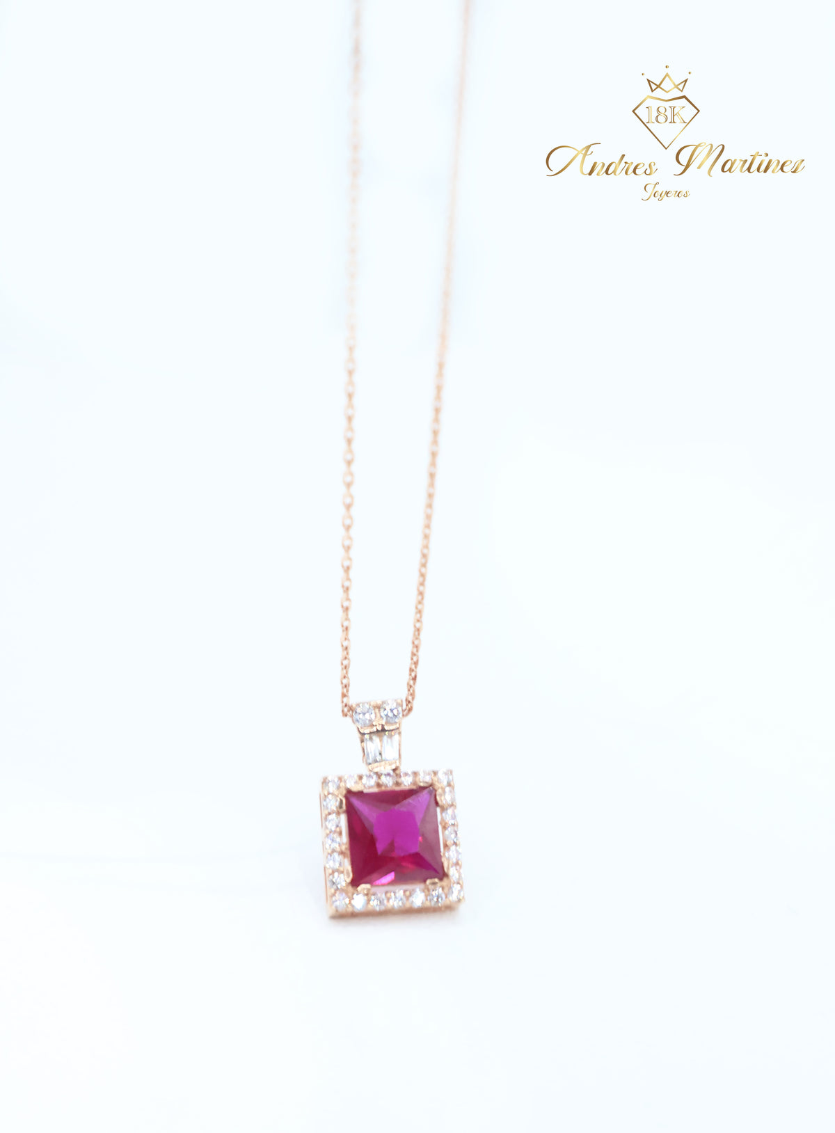 CADENA Y DIJE ITALY RED ORO ROSA 18K