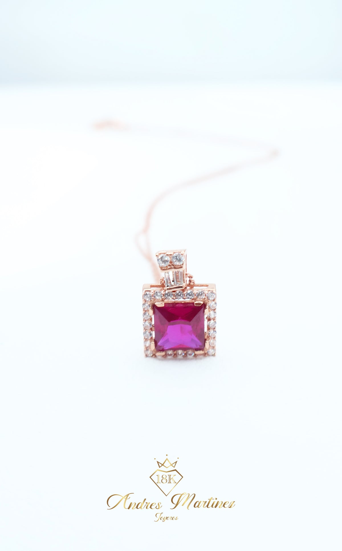 CADENA Y DIJE ITALY RED ORO ROSA 18K