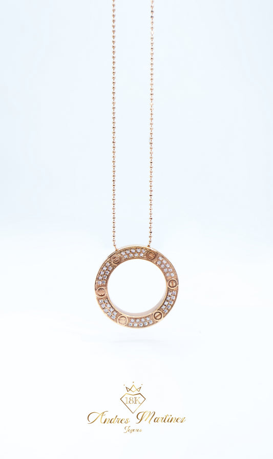 CADENA CON DIJE CIRCULAR ORO ROSA 18K