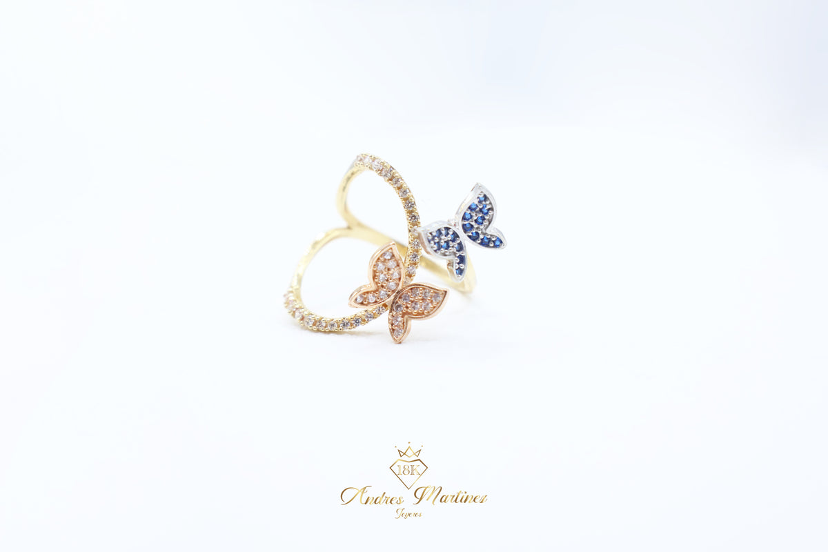 ANILLO DE MARIPOSAS ORO AMARILLO 18K