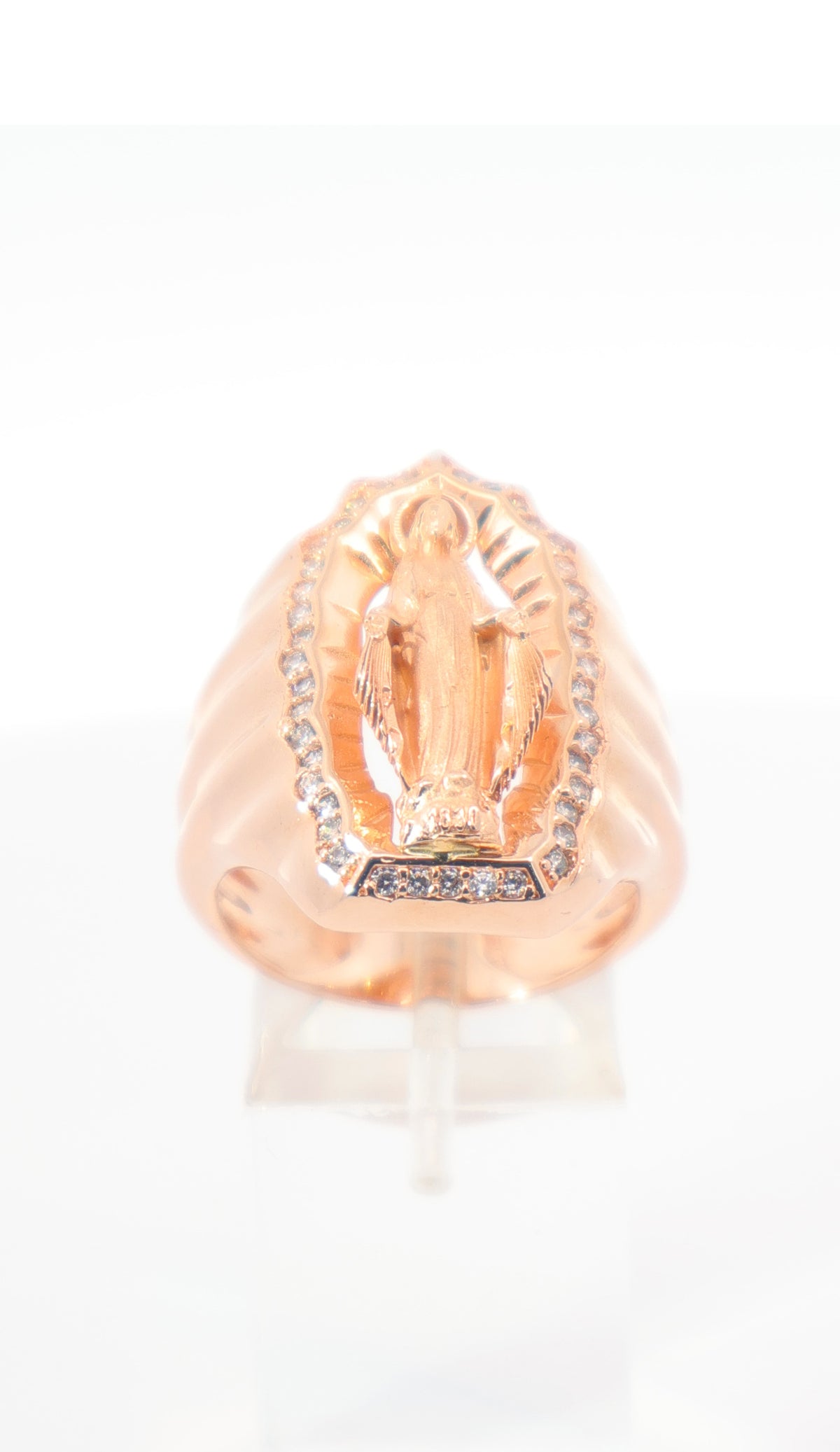 ANILLO HOMBRE VIRGEN DE GUADALUPE ORO ROSA 18K