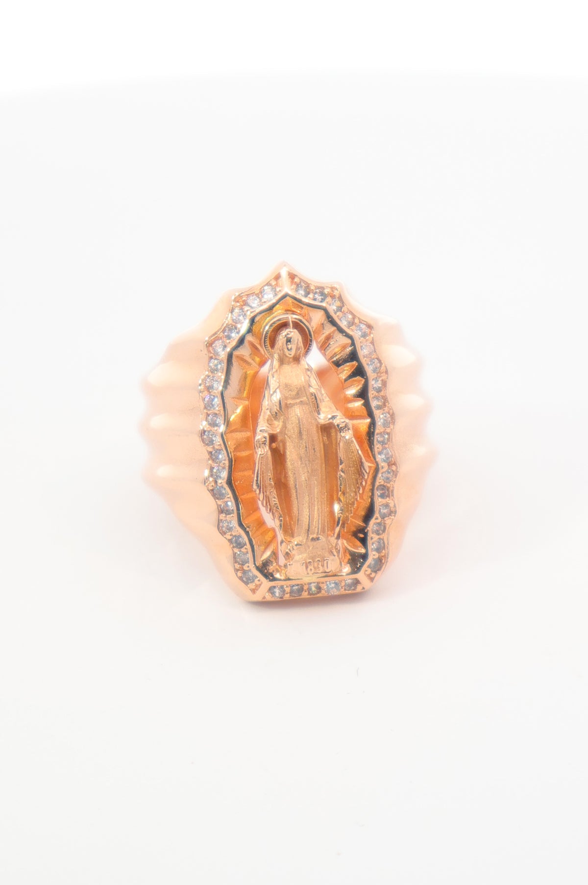 ANILLO HOMBRE VIRGEN DE GUADALUPE ORO ROSA 18K