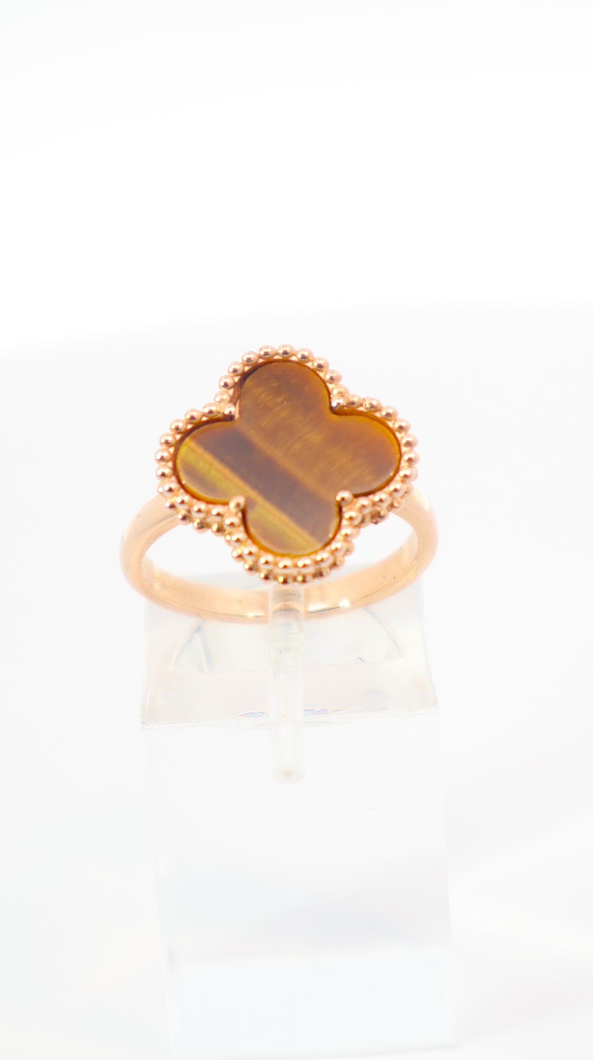 ANILLO LUCKY OJO DE TIGRE ORO ROSA 18K
